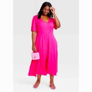 Ava Viv Pink Midi Dress 4X